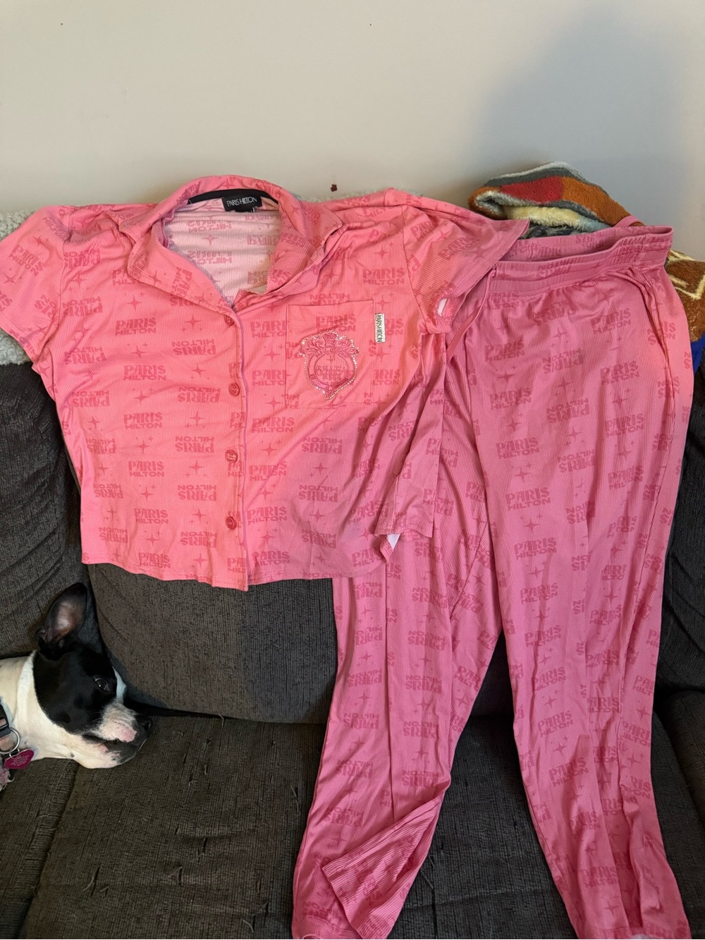 Paris Hilton Pink Two-Piece Pajama Set